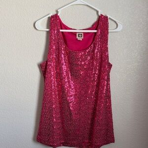 Anne Klein Fuchsia Sequin Tank Top